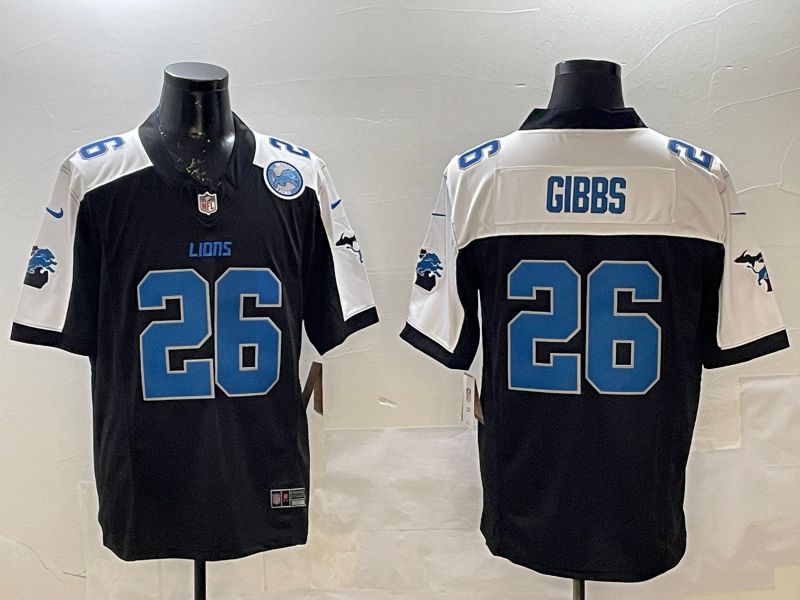 Men Detroit Lions #26 Gibbs Black Thanksgiving three generations 2025 Nike Limited NFL Jersey style 3->detroit lions->NFL Jersey